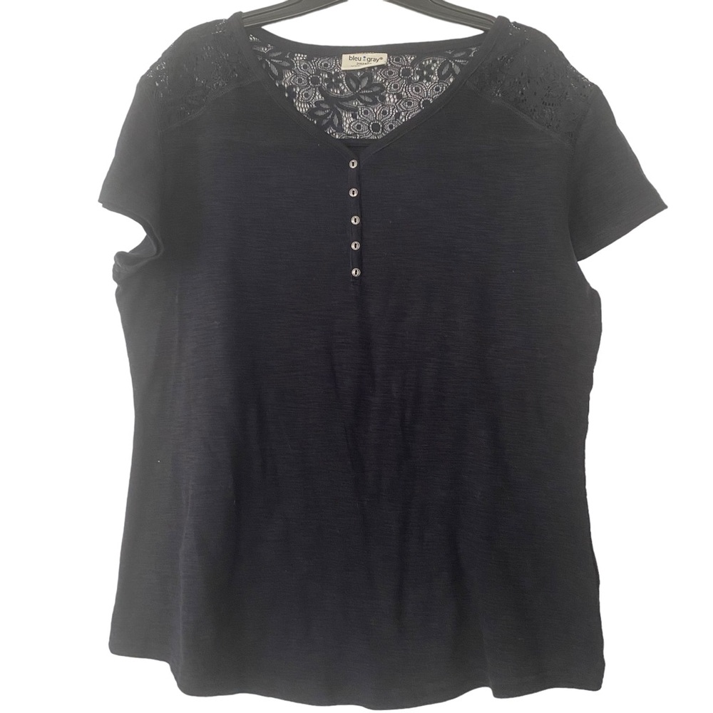 Black Cotton/Lace Top - Size XXL